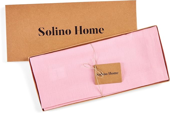Solino Home Linen Table Runner 48 Inches - 100% Pure Linen Pink Lemonade Table Runner 14 x 48 Inch Ideal for Dresser and Coffee Tables - Halloween - Fete