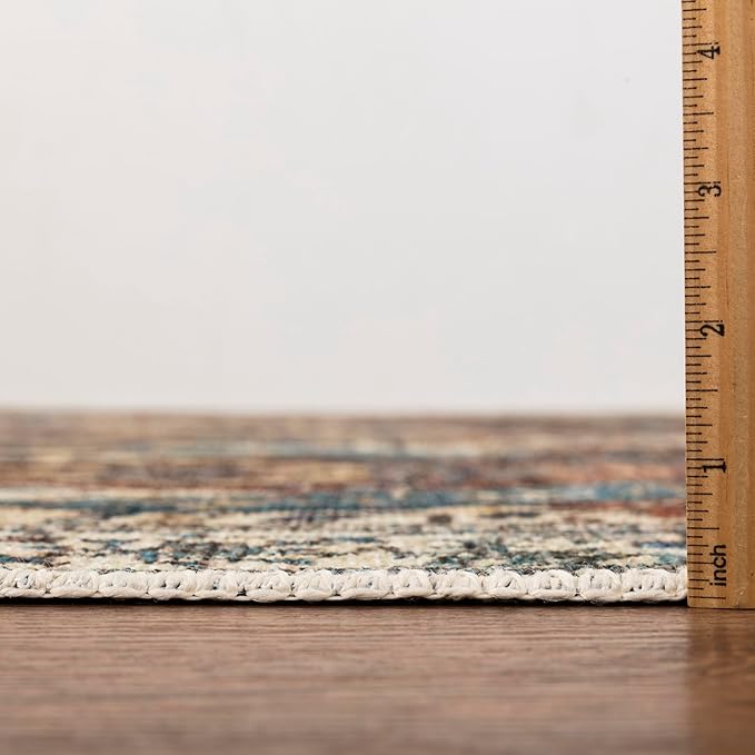 Keen Home Design 2x7 Rug - Machine Washable Runner Rug with Non-Slip Backing, Ideal for Hallway, Entryway, Kitchen, Laundry Room - Vintage, Easy Clean, Durable, Low Pile Rug - (2'6" x 7')