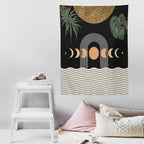 Abstract Boho Tapestry, Mid Century Tropical Tree Leaves Modern Geometric Arch Bohemian Botanical Tapestry, Home Aesthetic Wall Hanging Art Decor for Living Room Bedroom Dormitory 30x40 Inch