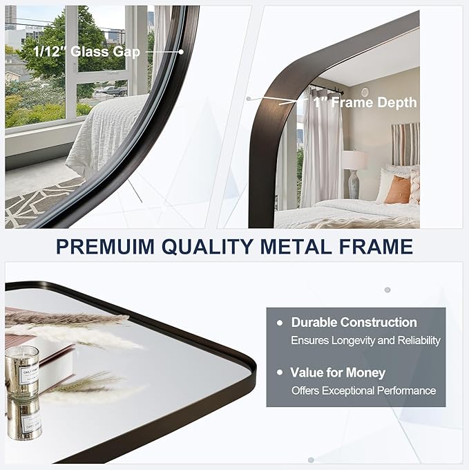ANDY STAR Bronze Bathroom Mirror, 24x32 Oblong Vanity Mirror with Stainless Steel Metal Frame, Oil Bronze Oval Mirror for Over Sink, Modern Anti Rust Wall Mounted