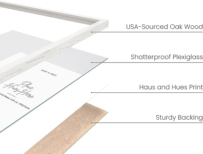 Haus and Hues 16x24 White Oak Wood Picture Frames Set of 25 - Premium Bulk Picture Frames 16x24 Bundle - Elegant Gallery Wall Frame Set for Posters, Art Display - Ideal for Wall Decor in Home & Office