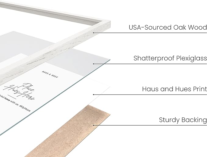 Haus and Hues 11x14 White Oak Wood Picture Frames Set of 15 - Premium Bulk Picture Frames 11x14 Bundle - Elegant Gallery Wall Frame Set for Posters, Art Display - Ideal for Wall Decor in Home & Office