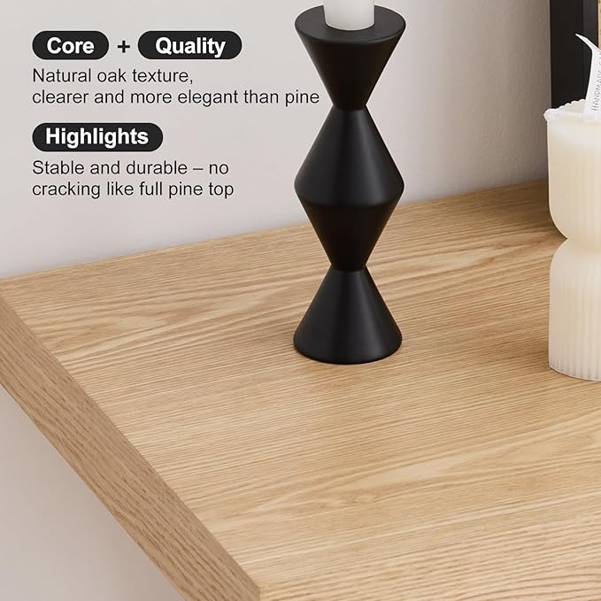 BECHAEO 47-Inch Farmhouse Narrow Console Table, 2'' Thickened Entryway Table with Solid Wood Veneer, 2-Tier Sofa Tables Behind Couch, Rectangle Hallway Tables for Living Room, Foyer Rustic Oak