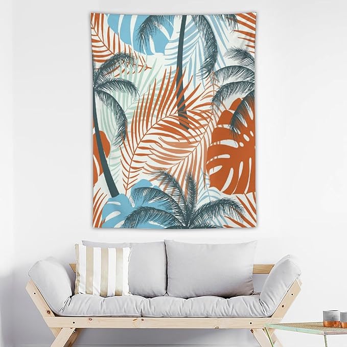 ICMOLYYENLO Palm Leaf Tapestry Wall Hanging, Tropical Leaves Plant Jungle Green Hawaiian Art Home Decor for Guest Bedroom Living Room Dormitory 30" x40