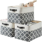 DECOMOMO Grey Storage Bins Fabric Storage Baskets for Shelves, Linen Closet Organization Toys Nursery (Grey Patterns, Large - 3 Pack)
