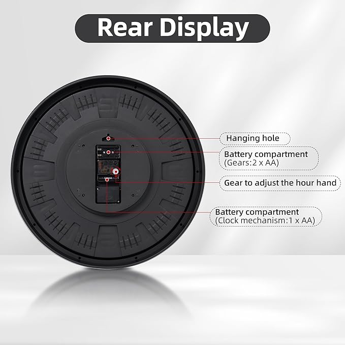 Maxstar Large Vintage Moving Gear Wall Clock, 20''Battery Operated Industrial Steampunk Metal Decor for Living Room, Office,Fireplace, Farmhouse(Arabic Number-Platinum Coating)