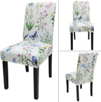 JQinHome Pattern Chair Covers for Dining Room Set of 6, High Stretch Removable Washable Parsons Chair Slipcover for Home Party Hotel Wedding Ceremony (Flowering Butterflies,6PCS)