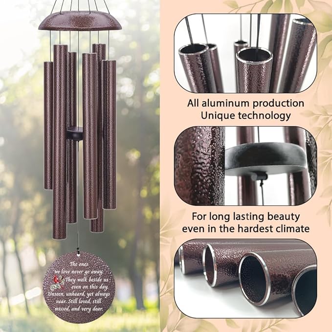 Personalized Wind Chime Memorial, Cardinal Memorial Gift, Sympathy Chimes, Wind Chimes for Loss of Loved One, in Memory of a Late Friend, Bereavement/Sympathy for Remembrance