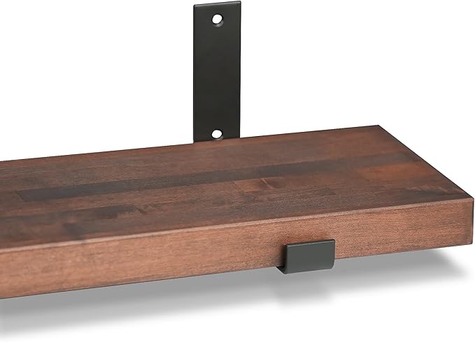 CONSDAN Floating Shelf for Wall Mounted Book Shelf Hanging Shelves Floating Bookshelf for Bedroom, Bathroom, Living Room, Kitchen USA Grown Solid Hardwood, Dark Maple 36x7.5x1.5 in
