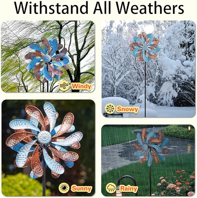 Viveta Wind Spinner for Yard and Garden, 58.7 * 12.6" Kinetic Wind Spinners Metal Windmills for Outside Yard Patio Lawn Decor