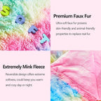 GONAAP Fuzzy Faux Fur Throw Blanket Queen Size Dark Rainbow Super Soft Cozy Plush Fuzzy Shaggy Blanket for Couch Sofa Bed (Dark Rainbow, Queen(90"x90"))
