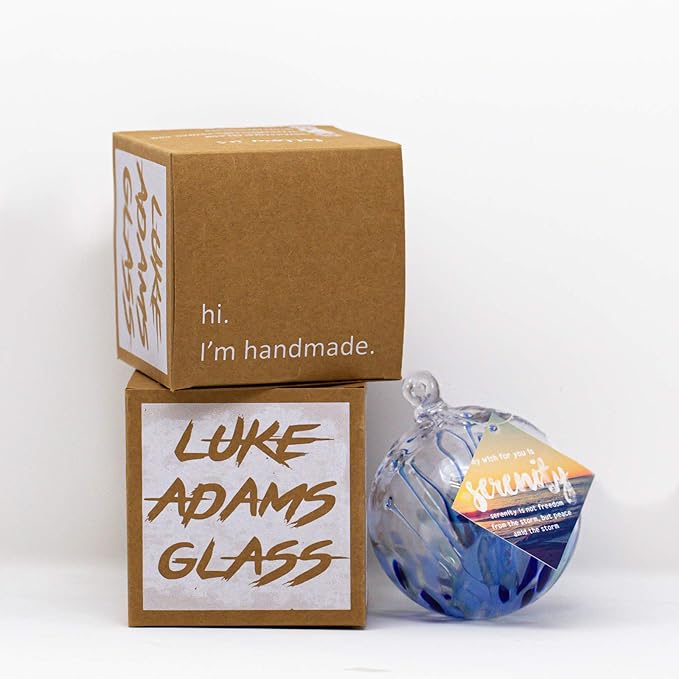 Luke Adams Handmade Glass Gazing Balls for Garden on Clearance – Hand Blown Glass Gazing Ball for Yard Décor – Decorative Garden Globe Raindrop (Blue)