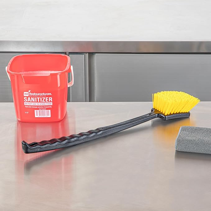 Restaurantware-Clean Tek Professional 20.47 Inch Utility Brush, 1 Heavy-Duty Scrub Brush - Plastic Bristles, Ergonomic Handle, Black Plastic Cleaning Scrub, Ideal for Indoor and Outdoor Cleaning