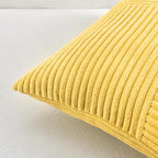 Fancy Homi 2 Packs Yellow Big Decorative Throw Pillow Covers 24x24 Inch for Couch Bed Sofa, Rustic Farmhouse Boho Home Decor, Soft Corss Corduroy Patchwork Accent Square Cushion Case 60x60 cm