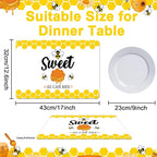 Honey Bee Placemats Set of 6 Summer Plastic Table Mats Yellow Bee Theme Placemats Washable Farmhouse Rustic Holiday Table Decoration for Indoor Outdoor Party Kitchen Dining