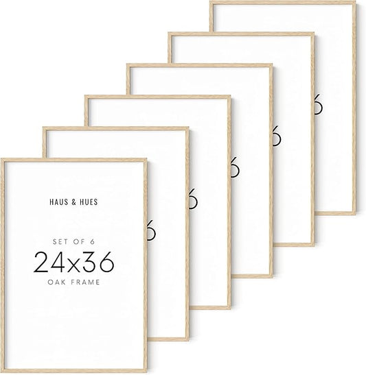 Haus and Hues 24"x36" Beige Oak Wood Frames Set of 6 - 24x36 Natural Wood Frames for Posters, 24x36 Frame Wood, 24x36 Poster Frames for Wall, 24x36 Frame Light Wood, Picture Frames 24x36 Picture Frame 24x36 Wood Frame 24x36 (Beige Oak)