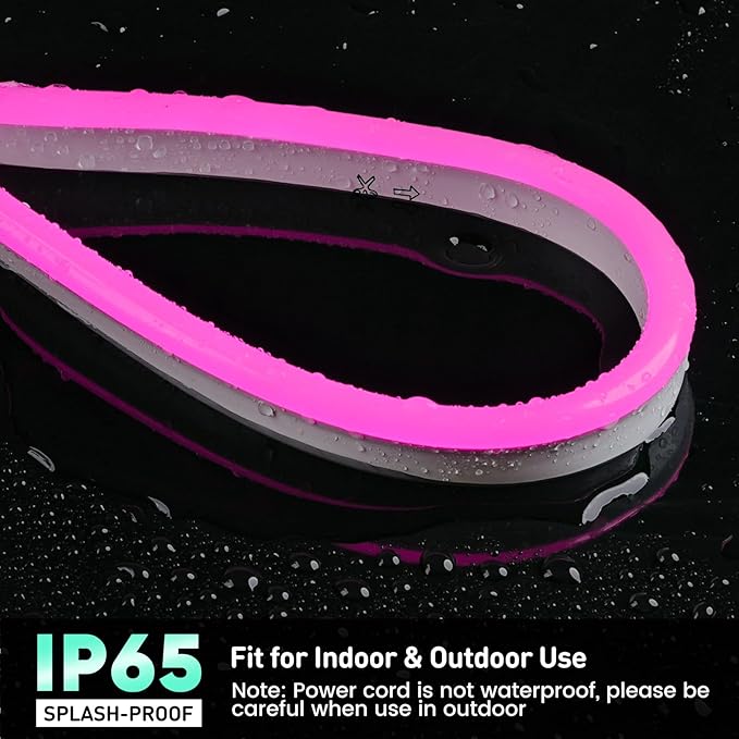 GZBtech Flexible LED Neon Rope Lights 66FT,AC 110-120V Waterproof Strip Light, 120 LEDs/M Cuttable Connectable Neon Lighting for Indoor Outdoor Home Decor/Commercial Building Use-Pink 20M