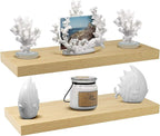 Sorbus Floating Shelves for Wall - 24" Bathroom Shelves, Wall Decor for Bedroom, Kitchen, Living Room, Home Decor & Book Storage - Mounted Floating Shelf with Invisible Brackets (Maple Wood, 2 Pack)