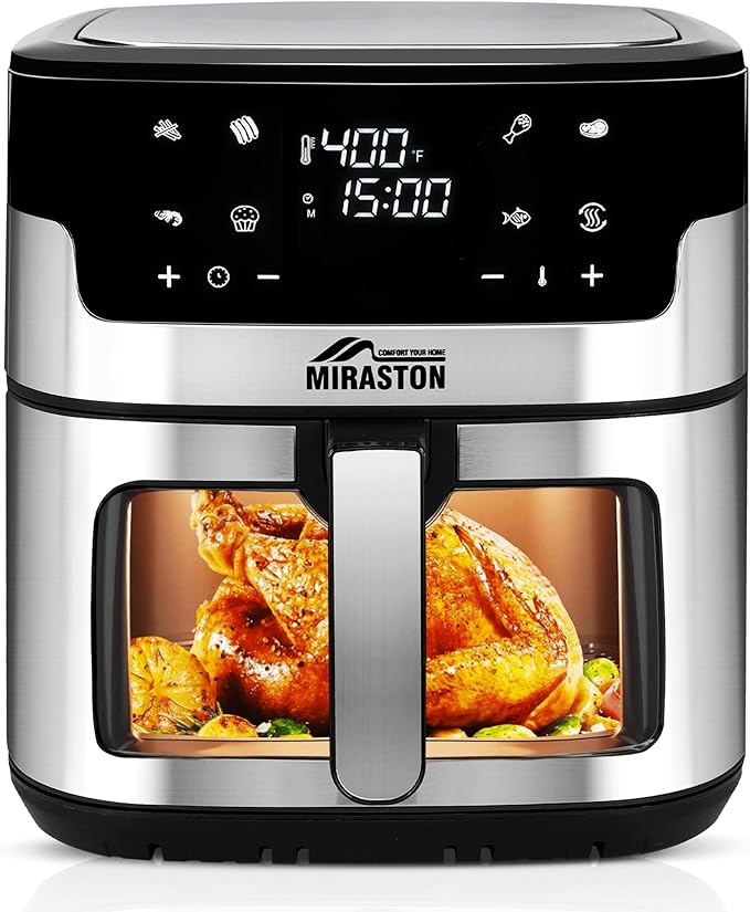 8.5QT Air Fryer, Family Size Digital Air Fryers, Nonstick Square Basket, Smart Touchscreen with 8-Preset, Air Frying, Reheat Leftovers, Party Food, Fast Cooking, Dishwasher-Safe, for Kitchen