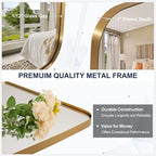 ANDY STAR 30x40” Gold Bathroom Mirror, Oblong Brass Mirror with Stainless Steel Metal Frame, Brushed Gold Oval Vanity Mirror for Over Sink, Modern Anti Rust Wall Mounted