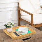 Bamboo Serving Tray Set of 2 Elegant for Coffee, Eating or Decor - Large and Small Rectangle Serving Trays with Handles - Wood Serving Tray Suitable for Home, Kitchen and Outdoor