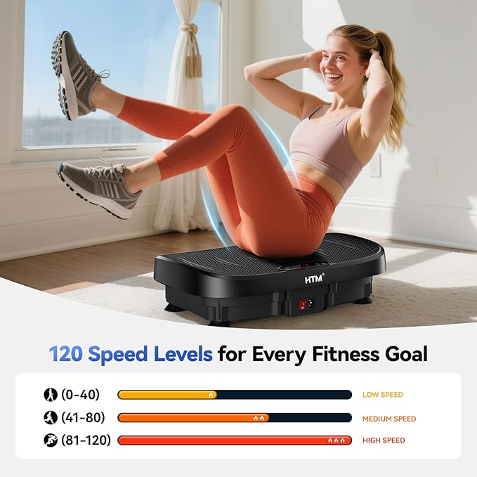 Vibration Plate Exercise Machine - 330lbs Weight Capacity, 120 Speed Levels, 5 Program Modes - Full Body Workout for Home Fitness, Toning & Wellness, LED Display, Low Noise Motor