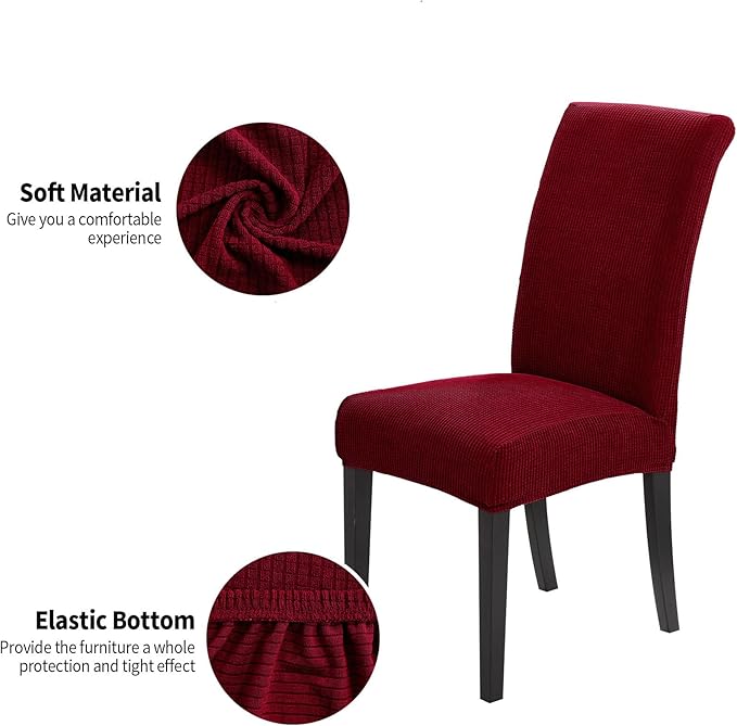 Joccun Chair Covers for Dining Room Set of 4, Dining Chair Slipcovers Stretch Dining Room Chair Covers Seat Protector,Washable Parsons Chair Cover for Home,Banquet(Red Dahlia,4 Pack)