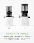 Nama J3 Compact Cold Press Juicer – Space Saving & Self Feeding for Hands-Free Operation – Lightweight, Portable Zero Waste Slow Masticating Juicer – Easy Cleanup & Assembly - White