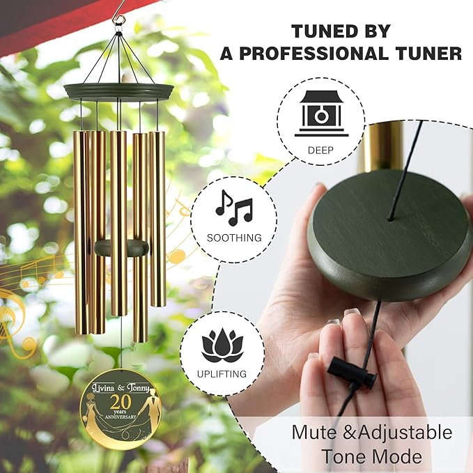 ASTARIN Wedding Memory Day Gifts Wind Chimes Customized, Personalized Wind Chimes 2025, for Couple Women Men, Deep Tone Wooden Windchime