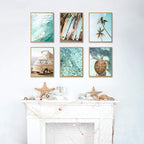 Laywhq Coastal Beach Wall Art Summer Ocean Surf Tropical Canvas Wall Decor Summer Nautical Palm Tree Turtle Surfboard Bus Room Paintings Prints Posters for Bedroom Living Room Set of 6 8x10in Unframed