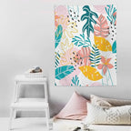 ICMOLYYENLO Tropical Green Leaves Tapestry, Exotic Leaves Beautiful Bedroom Wall Hanging, Floral Poster Blanket for Bedroom Living Room Dormitory Apartment 60x80 Inch