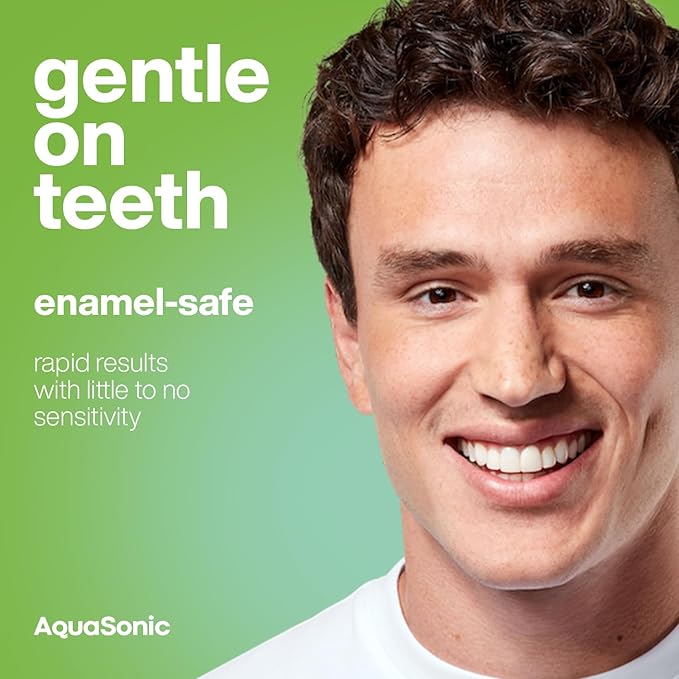 AquaSonic Professional Teeth Whitening Strips - Enamel Safe Teeth Whitening with Hydrogen Peroxide - Easy to Use, Non-Slip, Affordable & Effective (Spearmint)