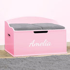 DIBSIES Personalized Creative Wonders Toy Box, Signature Series for Girls, 30 x 19.25 x 18 inches, Soft-Close Lid (Pink)