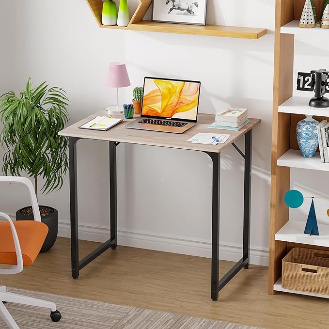 PayLessHere | 32 Inch Computer Desk | Nature | Office Desk with Metal Frame, Adjustable Feet | Water-Resistant, Scratchproof Surface | Sturdy Writing Table for Home Office or Study | Pack of 1