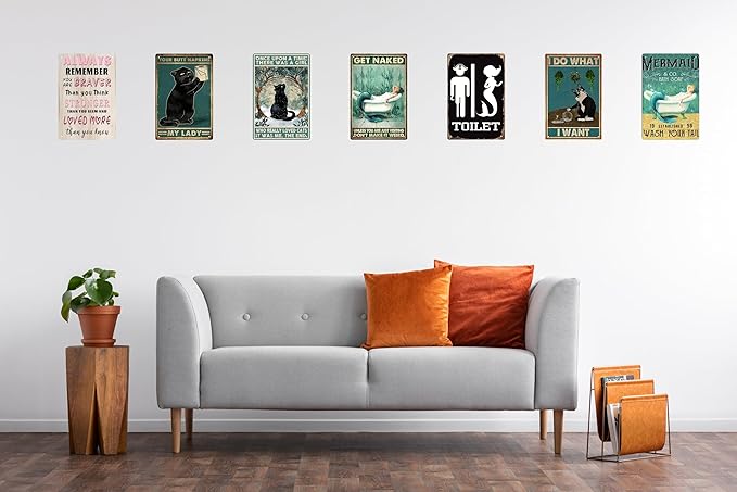 Black Cat Decor Vintage Metal Tin Sign Black Cat Once Upon a Time There was a Girl Poster Art Decor Home Bar Poster Cute Posters Cat Posters 12 x 8 Inch