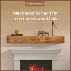 Handmade Fireplace Mantel Shelf 48", Extra Wide Rustic Wood Mantles for Over Fireplace, Wall Mounted Floating Mantel Shelves for Living Room Decor (Light Rustic, 48Lx6Hx8D)