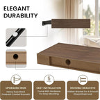 Floating Shelves for Wall, 31.5"W x 6.7"D x 1.5"H, Wooden Wall Mounted Display Shelves with Invisible Brackets for Living Room, Bedroom, Bathroom, Kitchen Decor and Storage, Set of 2, Walnut
