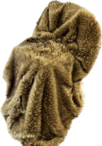 Brown Faux Fur Throw Blanket and Bedspread Caramel and Coffee Colors, Realistic Faux Brown Wolf - Light & Dark Brown Faux Fur - Luxury Throw Blanket, Made in USA, 16406