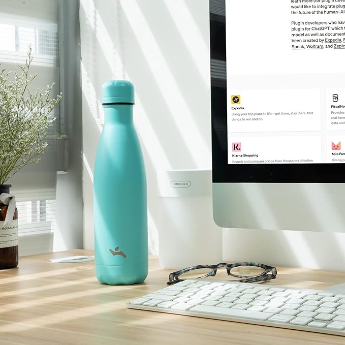 Insulated Water Bottles,25 oz Double Wall Stainless Steel Vacumm Metal Flask for Sports Travel,Turquoise