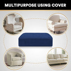 PrinceDeco Stretch Velvet Couch Cushion Cover,Soft Fitted Cushion Slipcover for Arm Chair Sofa Cushion Furniture Protector Seat Cushion Sofa Cover Width Up to 29.5", Navy