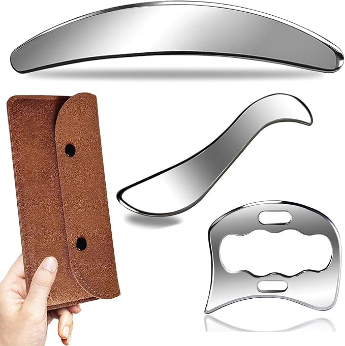 Stainless Steel Muscle Scraping Tool Set – Gua Sha Massage Scraper for Fascia & Muscle Relaxation – Myofascial Release Scraping Massager Kit