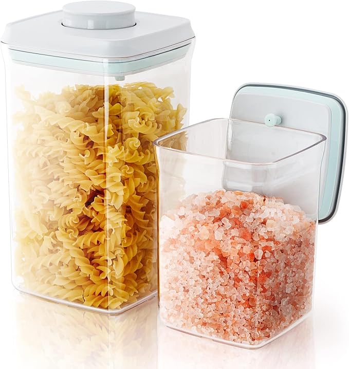 Pop Airtight Containers for Food Storage, Leakproof Air Tight Containers Pantry Storage Containers with Lids - Set of 2 (2.0Qt&0.9Qt)