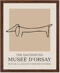 Poster Master Vintage Poster - Retro Minimalist Print - Gift for Artist, Housewarming - Dachshund Dog, Line Drawing, Abstract - Wall Decor for Living Room, Bedroom, 11x14 Brown Framed