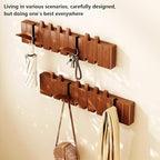 Wall Mounted Piano Key Hanger | Flip Style Hook | Entrance Wall Art Hook, Made of Oak Wood (3 Times Painted, 4 Times Polished) (LED Walnut, 6Hooks)