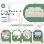 63" Corduroy Sofa Couch Loveseat for Living Room, Small Seep Seat Loveseat Sofa for Bedroom, Comfy Chenille Couch for Small Spaces, White Corduroy