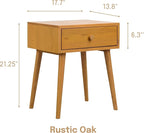 NTC Solid Oak Lux Nightstand with Drawer - Mid Century Modern Rustic Oak