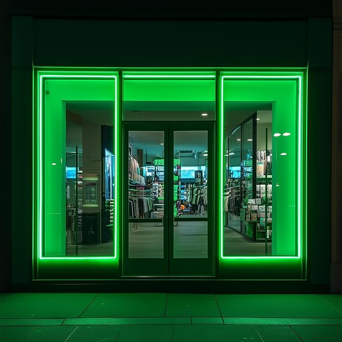 GZBtech Flexible LED Neon Rope Lights 16.4FT,AC 110-120V Waterproof Strip Light, 120 LEDs/M Cuttable Connectable Neon Lighting for Indoor Outdoor Home Decor/Commercial Building Use-Green 5M