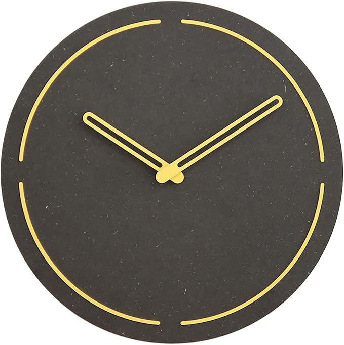 Stephanie Imports Modern Minimalist Dark Concrete Gray Silent Wall Clock (Yellow)