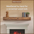 Handmade Fireplace Mantel Shelf 48", Extra Wide Rustic Wood Mantles for Over Fireplace, Wall Mounted Floating Mantel Shelves for Living Room Decor (Dark Rustic, 48Lx6Hx8D)