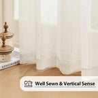 FMFUNCTEX Linen Sheer Curtains for Bedroom, Beige Curtains 63 inch Length for Living Room, Natural Flax Blend Window Draperies for Farmhouse Curtain, Rod Pocket 2 Panels